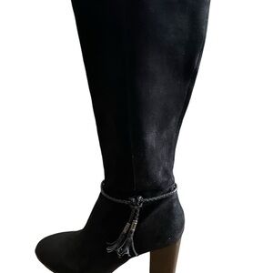 Black Suede Knee-High Boots
